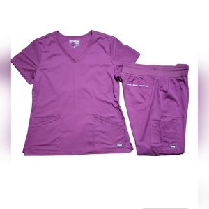 Grey's Anatomy Women's Spandex Stretch Srub Set sz Large- Wine- NWOT